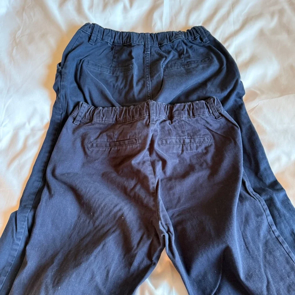 The Childrens Place Girls Navy Blue Chino Pants 2 pairs Size 16 Adjustable Waist